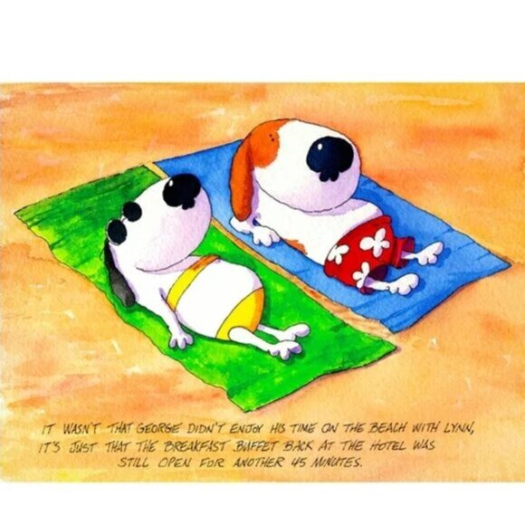 Jim Tweedy's Friendly Doggies Open Edition Art Print 'BREAKFAST BUFFET' Sealed - Picture 1 of 5
